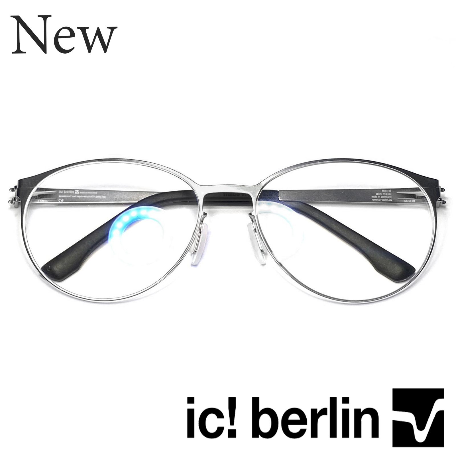 กรอบแว่นตา สำหรับตัดเลนส์ แว่นตาชาย หญิง Fashion รุ่น IC-Mistral 44 สีเงิน กรอบเต็ม ทรงรี ขาไม่ใช้น็อต ถอดได้ วัสดุ Stainless Steel น้ำหนักเบา