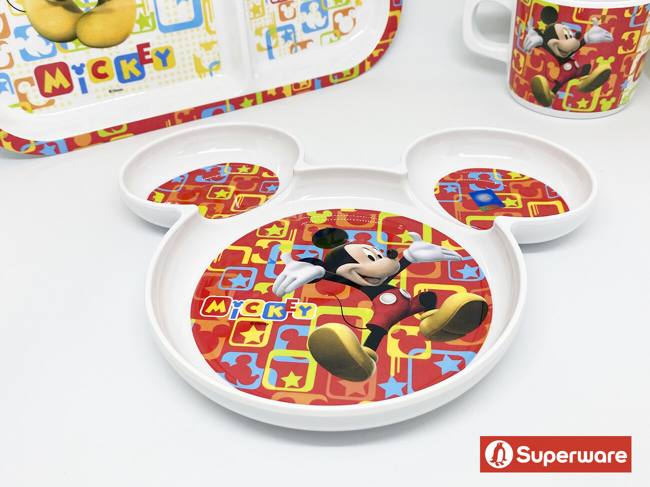 [ขายแยกชิ้น] จานเมลามีน ช้อนส้อมเด็ก ถาดหลุม ถ้วยน้ำเด็ก Disney Mickey Mouse มิกกี้-ฟันแทซ ศรีไทยซุปเปอร์แวร์ / 1 ชิ้น ; items sell SEPERATELY