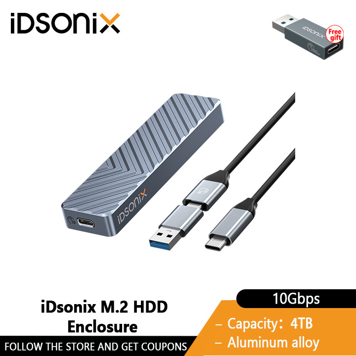 iDsonix M.2 SSD Enclosure NVMe SATA Enclosure Dual Protocols Hard Drive Case 10Gbps NVMe PCIE Type C SSD Case for Macbook Pro PC ราคา 85 บาท*ส่งฟรี