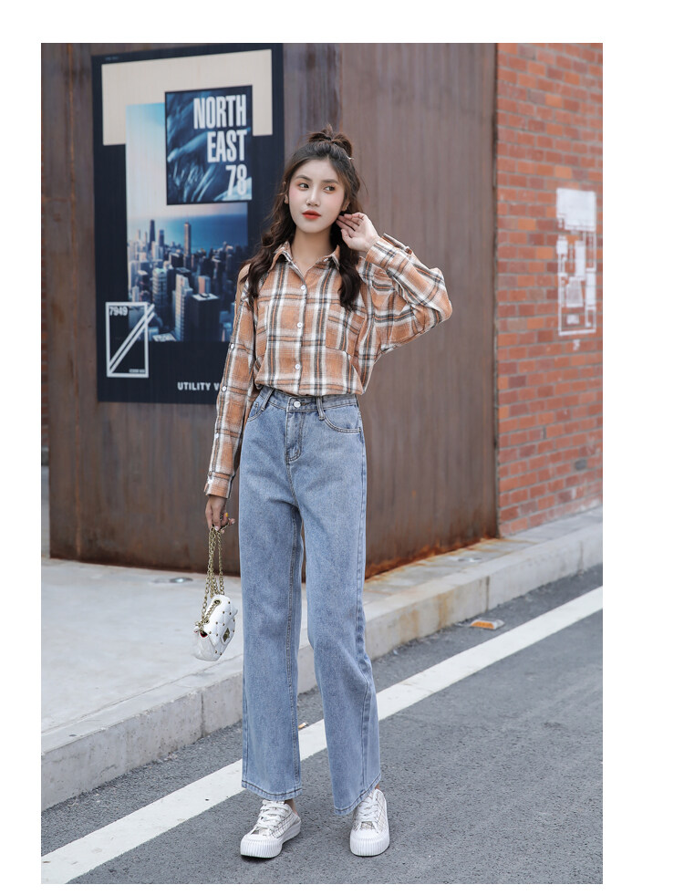 Fashion.AT2 ✨ ใหม่ พร้อมส่ง ✨ ? กางเกงยีนส์แฟชั่นสไตล์เกาหลี เอวสูง ขากว้าง ?