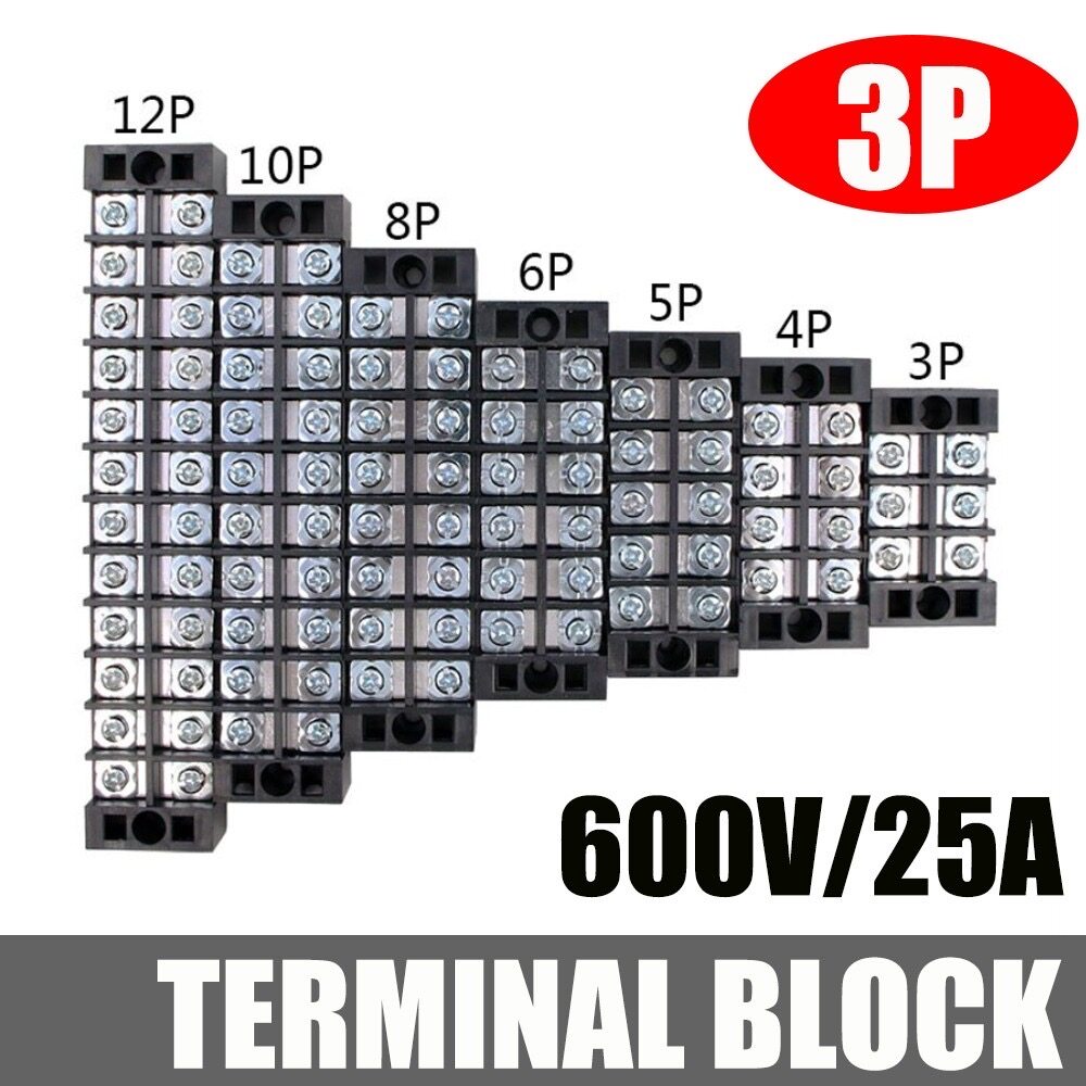 เทอร์มินอล 25A600V Terminal Block มีให้เลือกหลายขนาด 3P 4P 5P 6P 8P 10P 12P
