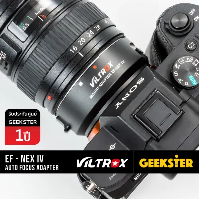 VILTROX EF-NEX IV ออโต้เลนส์โฟกัสอแดปเตอร์สำหรับเลนส์ Canon DSLR EF EF-S มาใช้กับ SONY Mirrorless ( E , FE ) รับ รุ่น A9, AII7, A7RII, A7SII, A5000,A5100, A6000, A6300, A6500, Nex-5, Nex-6, Nex-7 Auto Focus Lens Adapter ( EF NEX E FE ) ( geekster )
