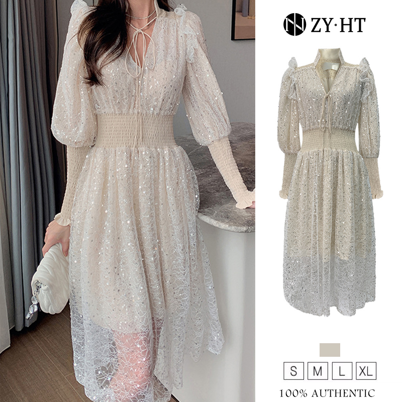 ZY.HT（ล้างสต๊อก ใช้คูปอง299บาทขึ้นไป）เดรสผู้หญิง เดรสไปงานแต่ง เดรสทรงเอ เดรสตาข่าย เดรสแขนยาว เดรสเกาหลี เดรสเลื่อม เดรสออกงาน EraVogue 5298 ราคา  1,555 บาท*ส่งฟรี