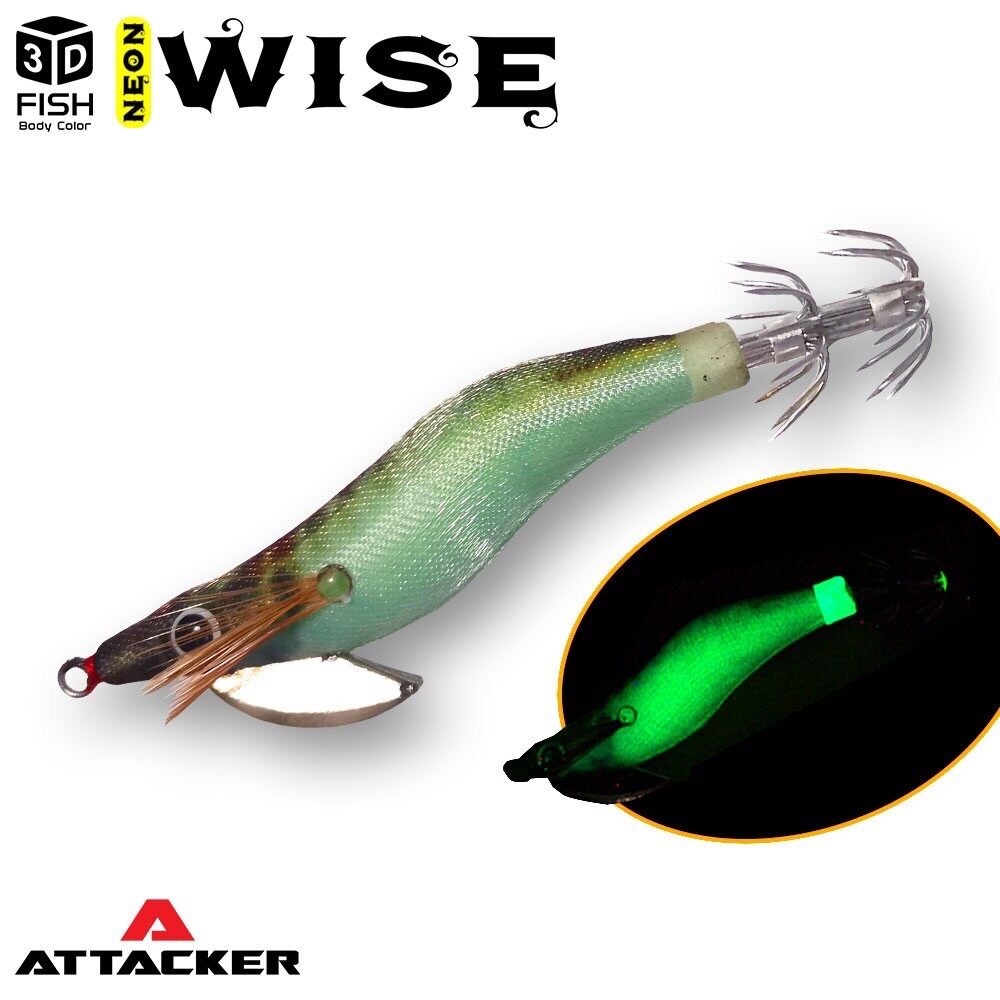 7สี 2ขนาด โยกุ้ง 3D ATTACKER Neon WISE กุ้งตกหมึก โยตกหมึก เหยื่อตกหมึก กุ้งเรืองแสง กุ้งมีเสียง โยเรืองแสง ตกปลาหมึก