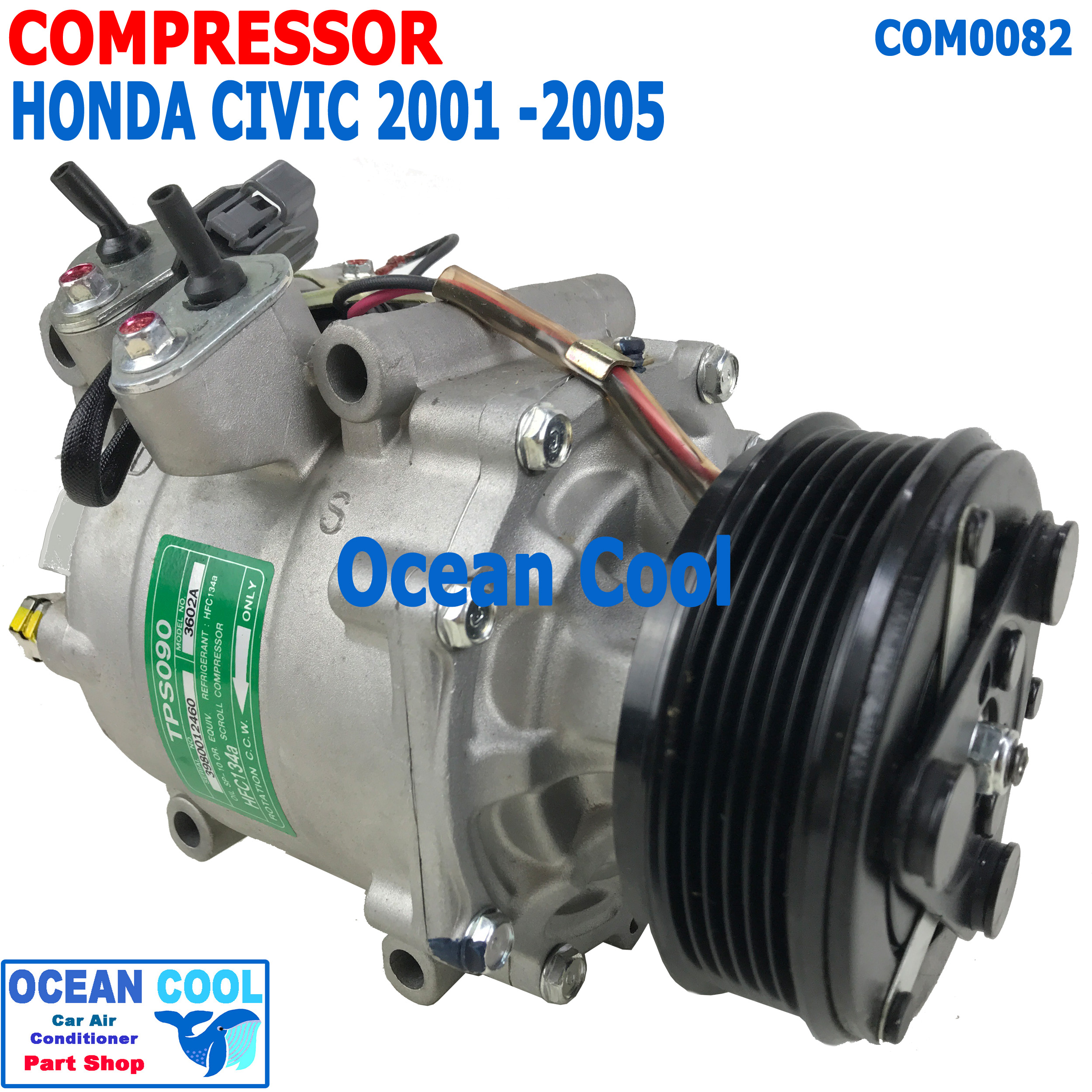 คอมเพลสเซอร์ ฮอนด้า ซีวิค 2001 - 2006 ไดเมนชั่น COM0082 Compressor For HONDA CIVIC VII 1.4L 16V คอมแอร์ คอม คอมเพสเซอร์ ซีวิก SANDEN TRSA09 2002 2003 2004 2005 ราคา 7,350 บาท*ส่งฟรี