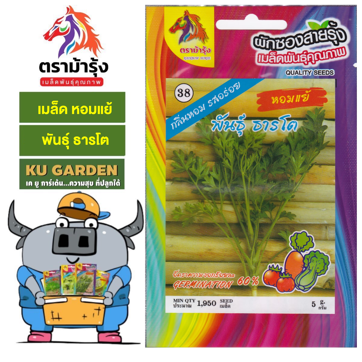 RAINBOW HORSE  🇹🇭  ผักซอง ม้ารุ้ง Z038 หอมแย้ พันธุ์ ธารโต เมล็ดพันธุ์ เมล็ดพันธุ์ผัก เมล็ดผัก ผักสวนครัว ตราม้ารุ้ง