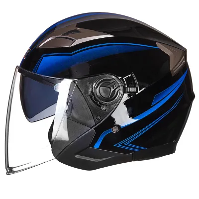Diono motorcycle helmet half face helmet ABS electric motorbike safety double lens helmet (7)
