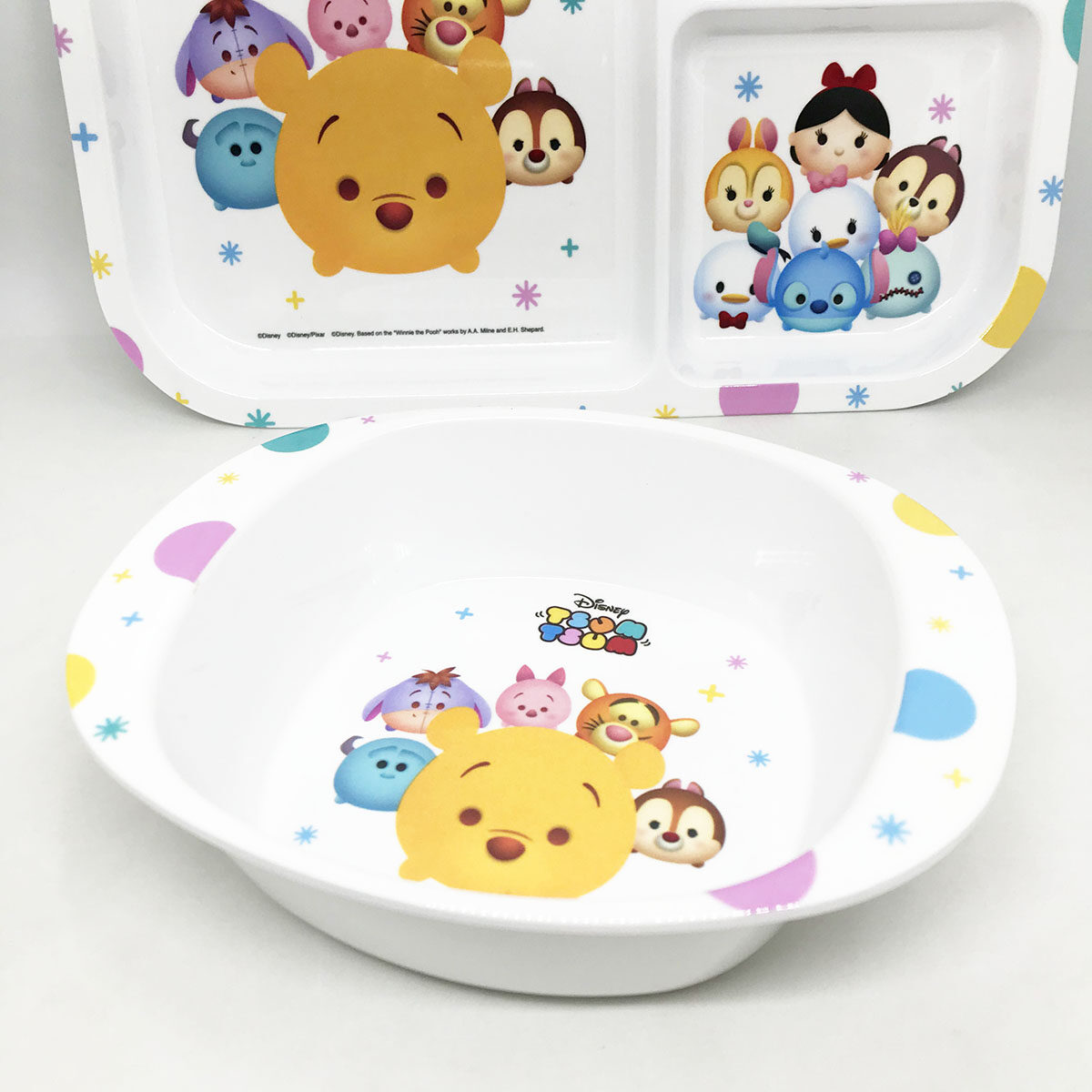 [ขายแยกชิ้น] จานข้าวเด็ก ช้อนส้อมเด็ก ถาดหลุม แก้วน้ำเมลามีน Disney TSUM TSUM-02 ยี่ห้อ ฟลาวเวอร์แวร์ / 1 ชิ้น