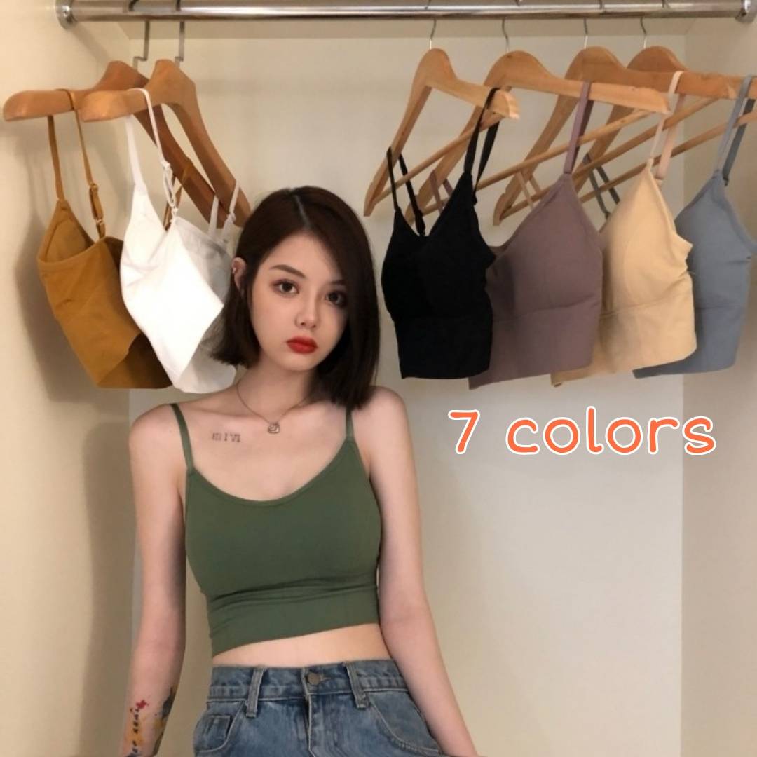 nana01shopnew Crop bra B-656 สปอร์ตบรา เสื้อในไร้โครง บราไร้โครง บราไร้ขอบ เสื้อในผู้หญิง บราผู้หญิง ครอปบราสายเดี่ยว ทรงสวยกระชับลำตัว เนื้อผ้ายืดหยุ่น สวมใส่สบาย ไร้โครงเหล็ก เก็บทรงสวย สายปรับเลื่อนระดับได้ตามชอบ ฟองน้ำถอดได้ ฟรีไซส์ อก32-40