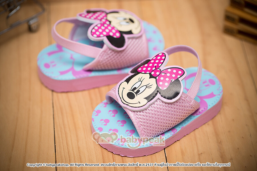 รองเท้าเด็ก รองเท้าแตะสวมรัดส้น Minnie Mouse ลิขสิทธิ์แท้ [ไซส์ 19-22] #BM12-1