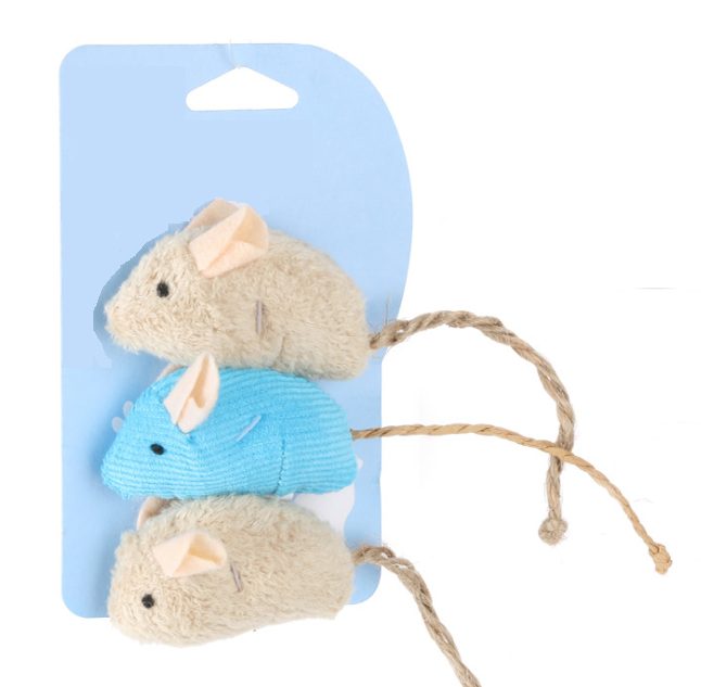 F-ของเล่นแมว ตุ๊กตาหนู Cat mouse toy !! 1แพ็ค / 3 ตัว