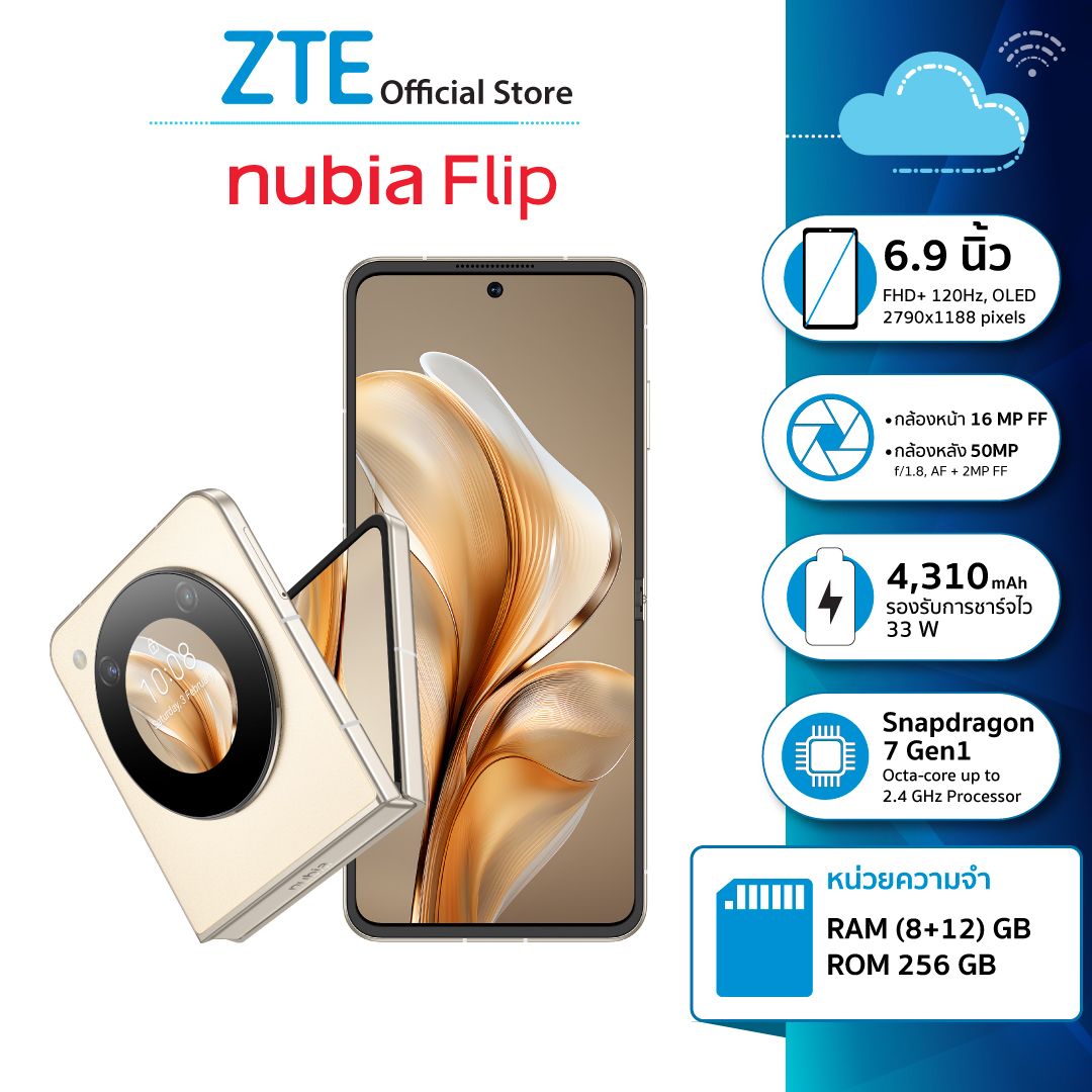 ZTE Nubia Flip (8+12)(20+256GB)ขนาดจอ 6.72″ ประกันศูนย์ | ผ่อน0% ส่งฟรี ราคา 19,990 บาท*ส่งฟรี