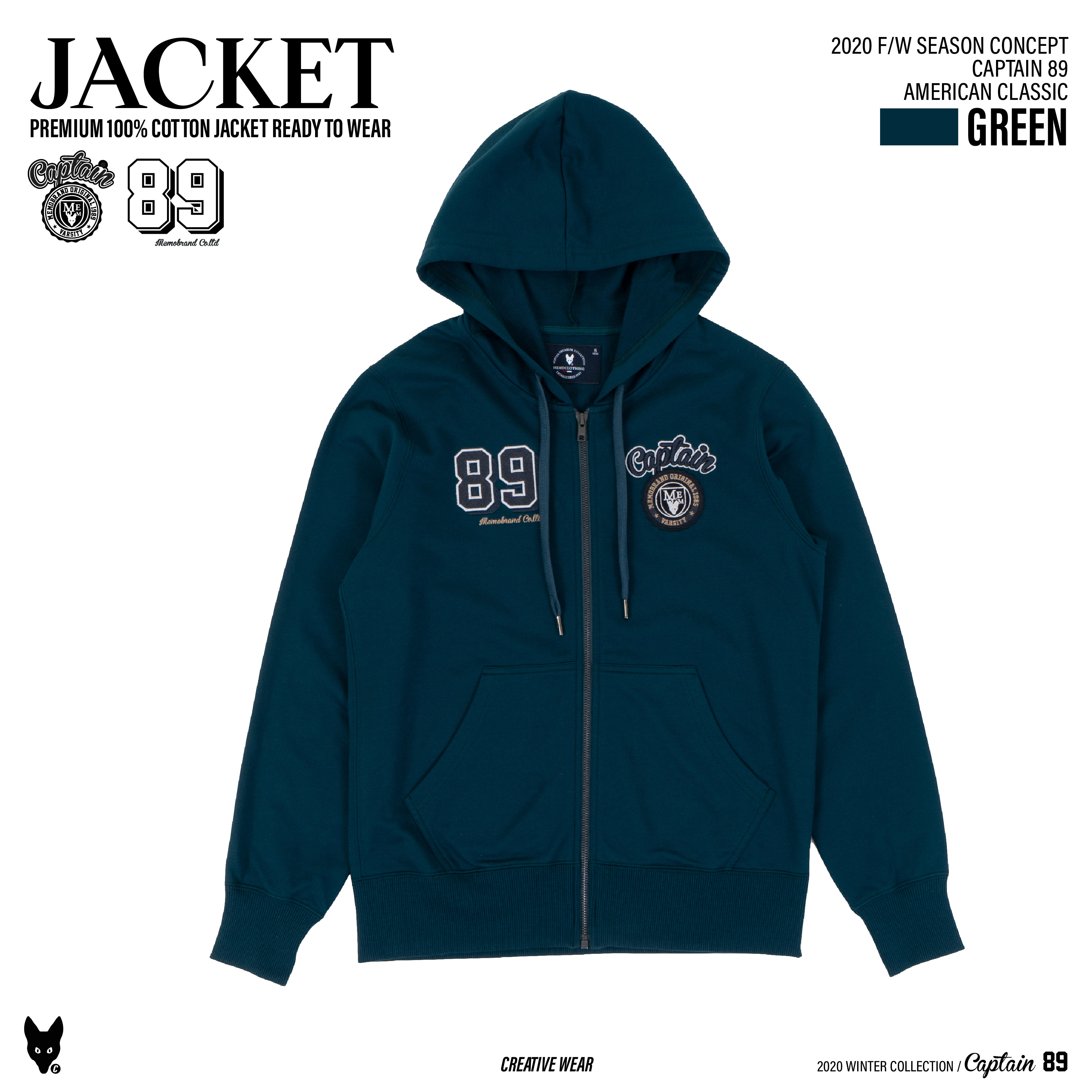 Jacket Hood แบรนด์ Memo รุ่น Captain 89 สินค้าลิขสิทธิ์แท้