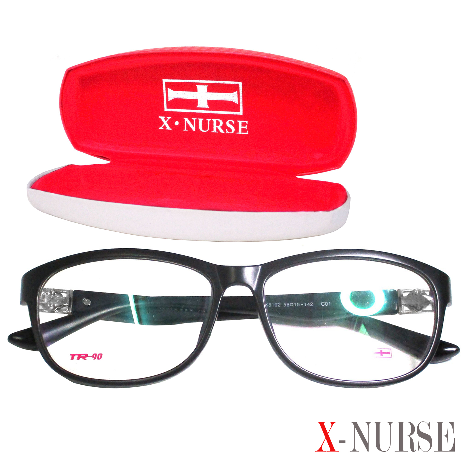 กรอบแว่นตา แว่นตาสำหรับตัดเลนส์ ผู้ชาย ผู้หญิง Fashion รุ่น X-Nurse 5192 C-1 สีดำ ทรงรี ขาข้อต่อ วัสดุ พลาสติก พีซี เกรด เอ รับตัดเลนส์สายตาเลนส์กันแดดทุกชนิด