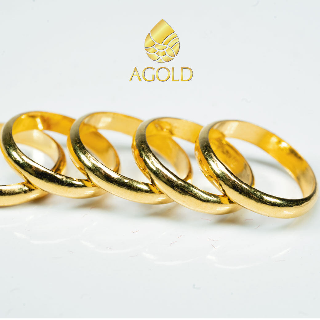 AGOLD แหวนลายเกลี้ยง ทองคำแท้ 96.5% น้ำหนัก ครึ่งสลึง 1.9 กรัม ฟรีกล่องใส่เครื่องประดับ