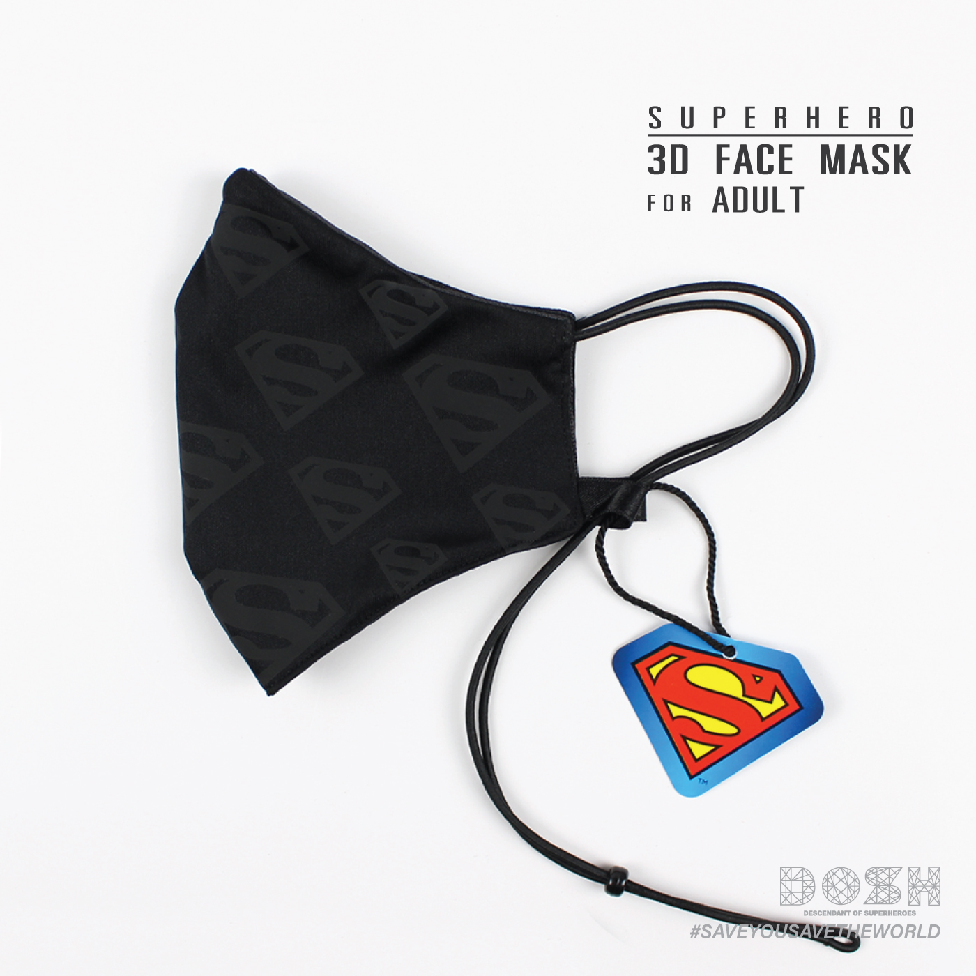 DOSH : FACE MASK หน้ากากผ้า พิมพ์ลายSUPERMAN สำหรับผู้ใหญ่ ลิขสิทธิ์แท้รุ่น FSMM5005