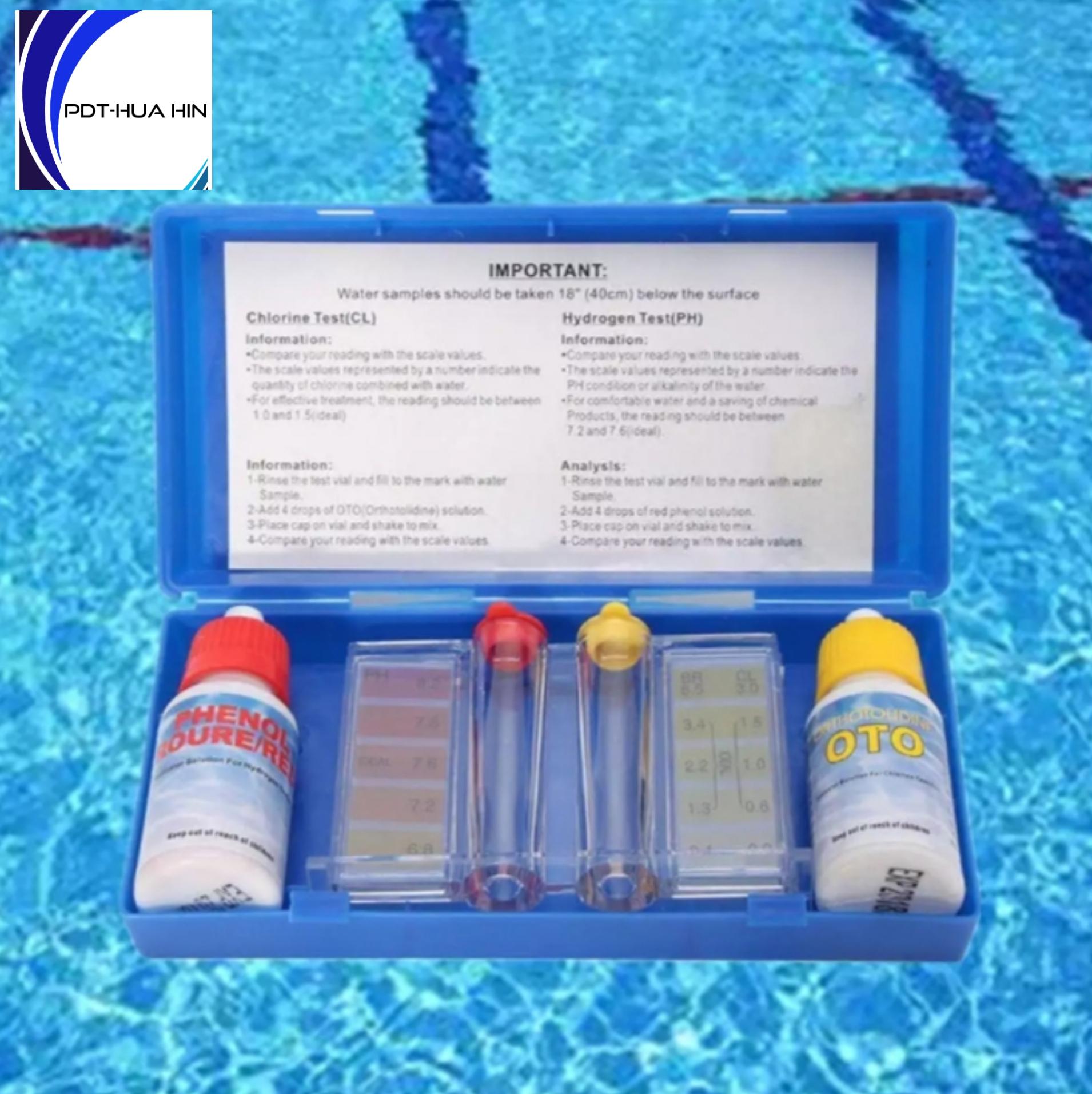 pH Chlorine and Water Quality Test Kit for Swimming Pool ชุดทดสอบค่า พีเฮช คลอรีน 1ชุด
