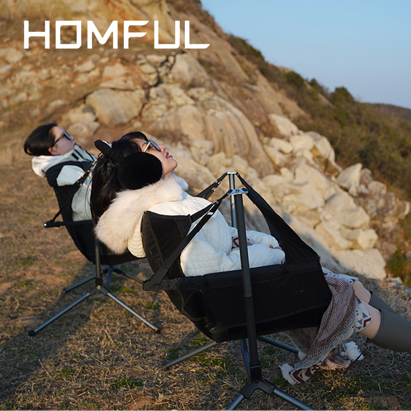 HOMFUL Ghế gấp ngoài trời siêu nhẹ di chuyển ghế swing cắm trại cắm trại ghế cắm trại hàng tháng cắm trại ghế cắm trại có thể nằm ghế OT0193