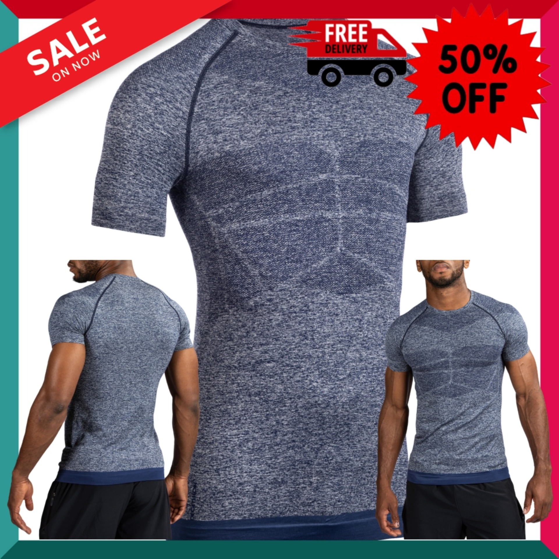 เสื้อยืดรัดกล้ามเนื้อสำหรับการฝึกเวทเทรนนิ่ง (สีน้ำเงิน) Weight Training Compression T-Shirt - Blue พิลาทิส Pilates อุปกรณ์กีฬา ถุงมือ ถุงมือฟิตเนส โปรโมชั่นสุดคุ้ม โค้งสุดท้าย ส่งฟรี Free Delivery