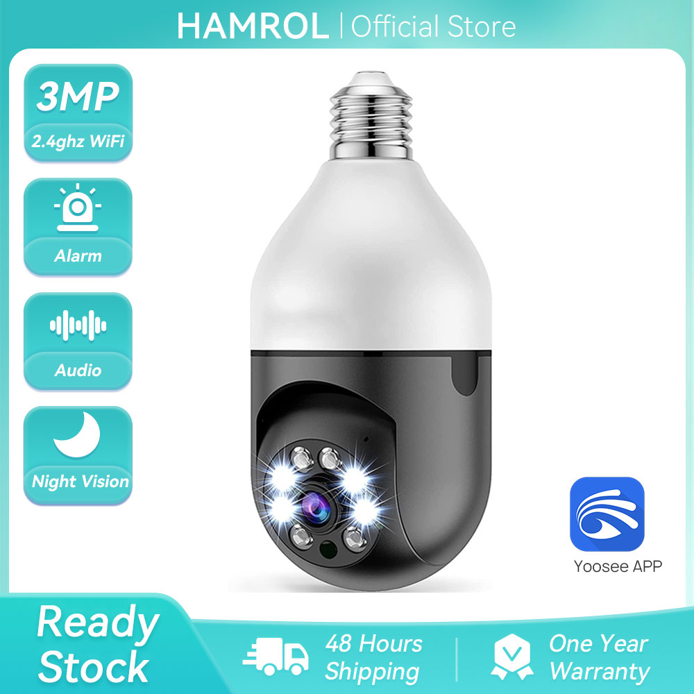 Hamrol Yoosee App 3Mp 360 Degree Led Light Ptz Camera E27 Bulb Full Hd 1080P Wireless Home Security Camera Two-Way Audio Color Night Vision Cctv Camera ราคา 689 บาท*ส่งฟรี