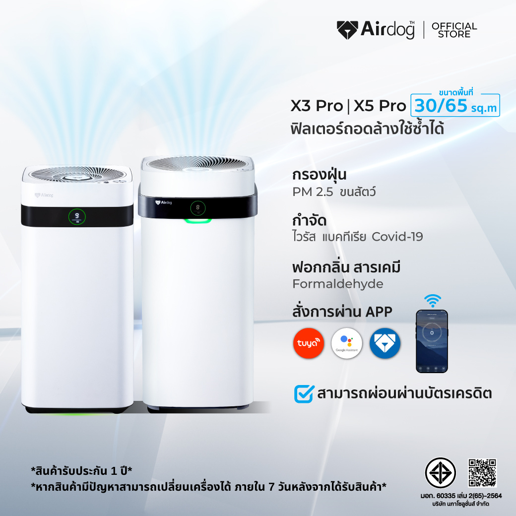 Airdog Air Purifier, Air Purifier Model Airdog X3 Pro + Airdog X5 Pro Tpa Technology (Quantity 2 Units) ราคา 55,800 บาท*ส่งฟรี