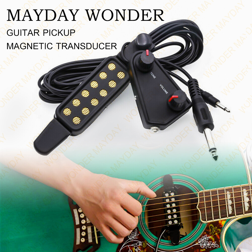 MAYDAY 12-hole Acoustic Guitar Sound Hole Pickup Magnetic Transducer with Tone Volume Controller Audio Cable 3m ปิ๊กอัพกีต้าร์โปร่ง (คอนแท็คกีตาร์, Pickup กีตาร์) ปิ๊กอัฟกีต้าร์โปร่ง อุปกรณ์กีต้าร์ อุปกรณ์สำหรับสำหรับกีต้าร์  [In Stock/Fast Shipping ]