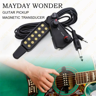 MAYDAY 12-hole Acoustic Guitar Sound Hole Pickup Magnetic Transducer with Tone Volume Controller Audio Cable 3m