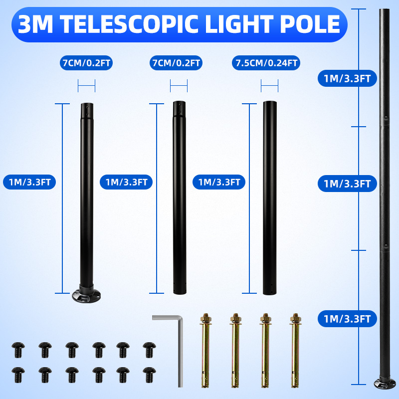 KKSKY เสา ไฟ โซล่าเซล ufo 2.6M ไฟสนามทรงกลม ไฟให้แสงสว่าง ไฟหัวเสา ไฟถนน เสา ไฟ โซล่า เซลล์ เสาไฟ ufo 2 เมตร ไฟโซล่าเซลล์
