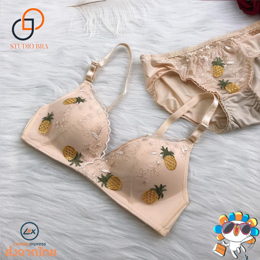 StudioBra (bra-090) SET เสื้อใน กกน ลูกไม้ ลายผลไม้ ผ้าดีมาก