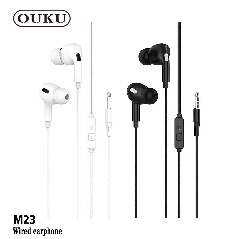 OUKU M23 หูฟังมีสาย สำหรับ Aux 3.5mm. มีไมโครโฟน นุ่มสบายหู เสียงดัง เบสหนัก เสียงดีมาก ราคา 51 บาท*ส่งฟรี