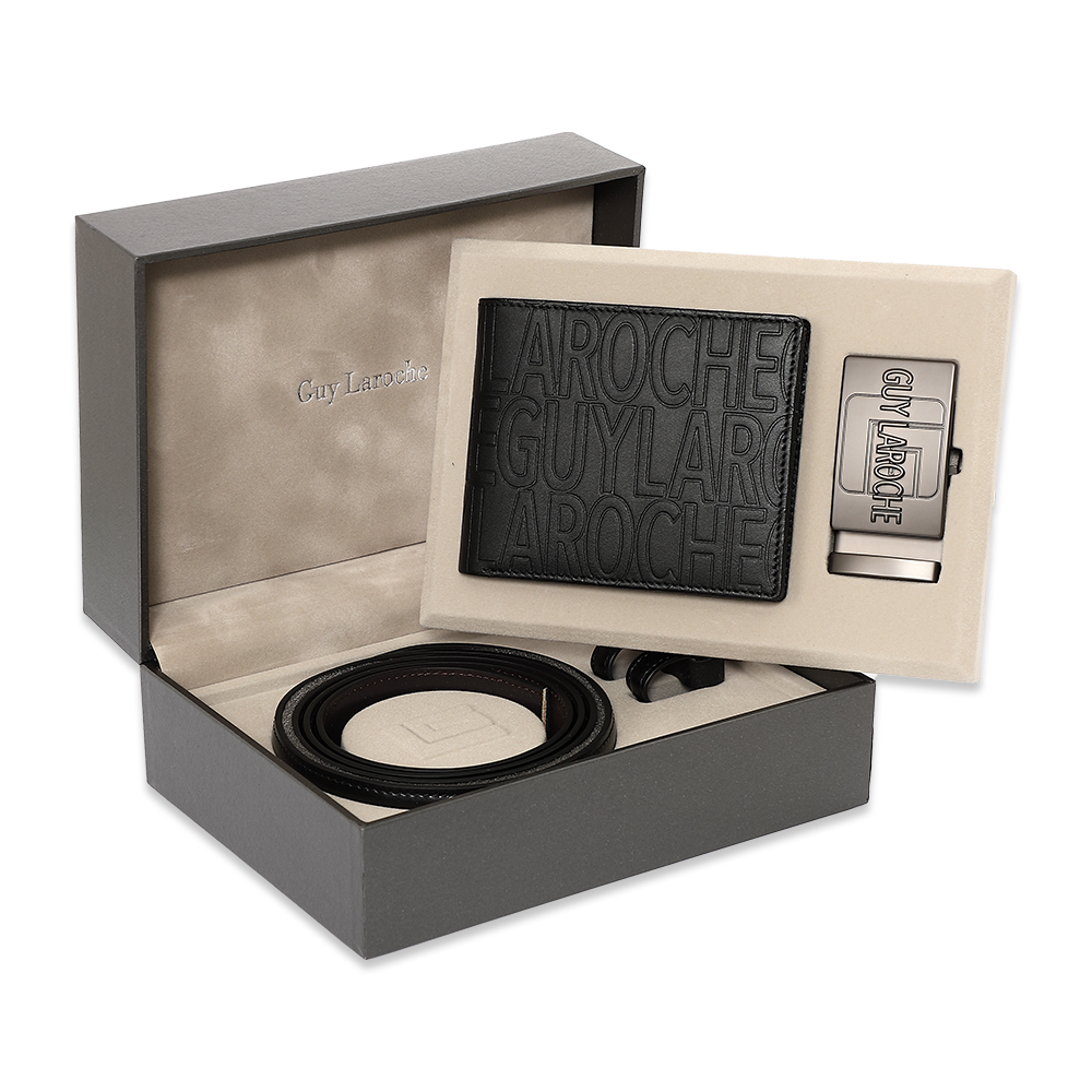 Guy Laroche Set กระเป๋าสตางค์ใบสั้น + เข็มขัด - สีดำ รุ่น BB59003S3BL41 ราคา 2,653 บาท*ส่งฟรี