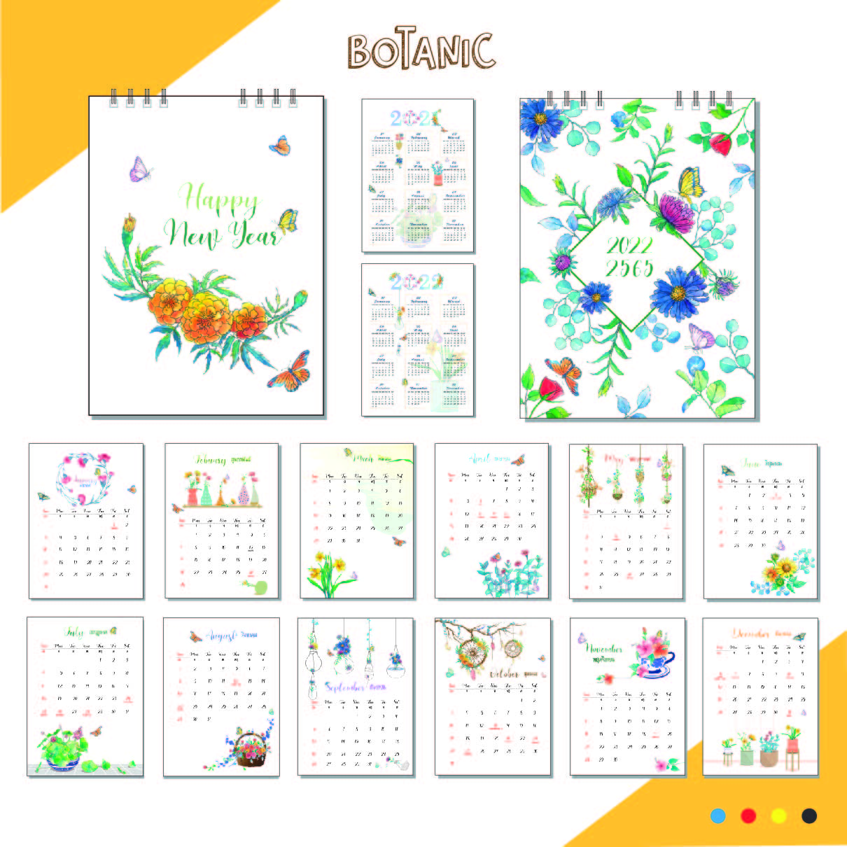 ปฏิทินตั้งโต๊ะปี 2564 size 6x8 นิ้ว Botanic Garden