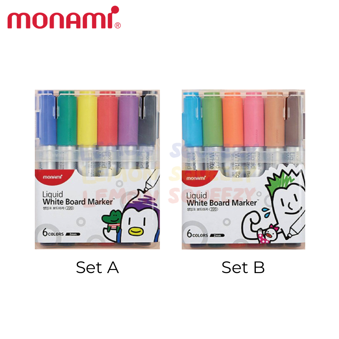 ปากกาไวท์บอร์ด Monami SigmaFlo Liquid Whiteboard รุ่น 220 Set 6 สี พร้อมกล่อง