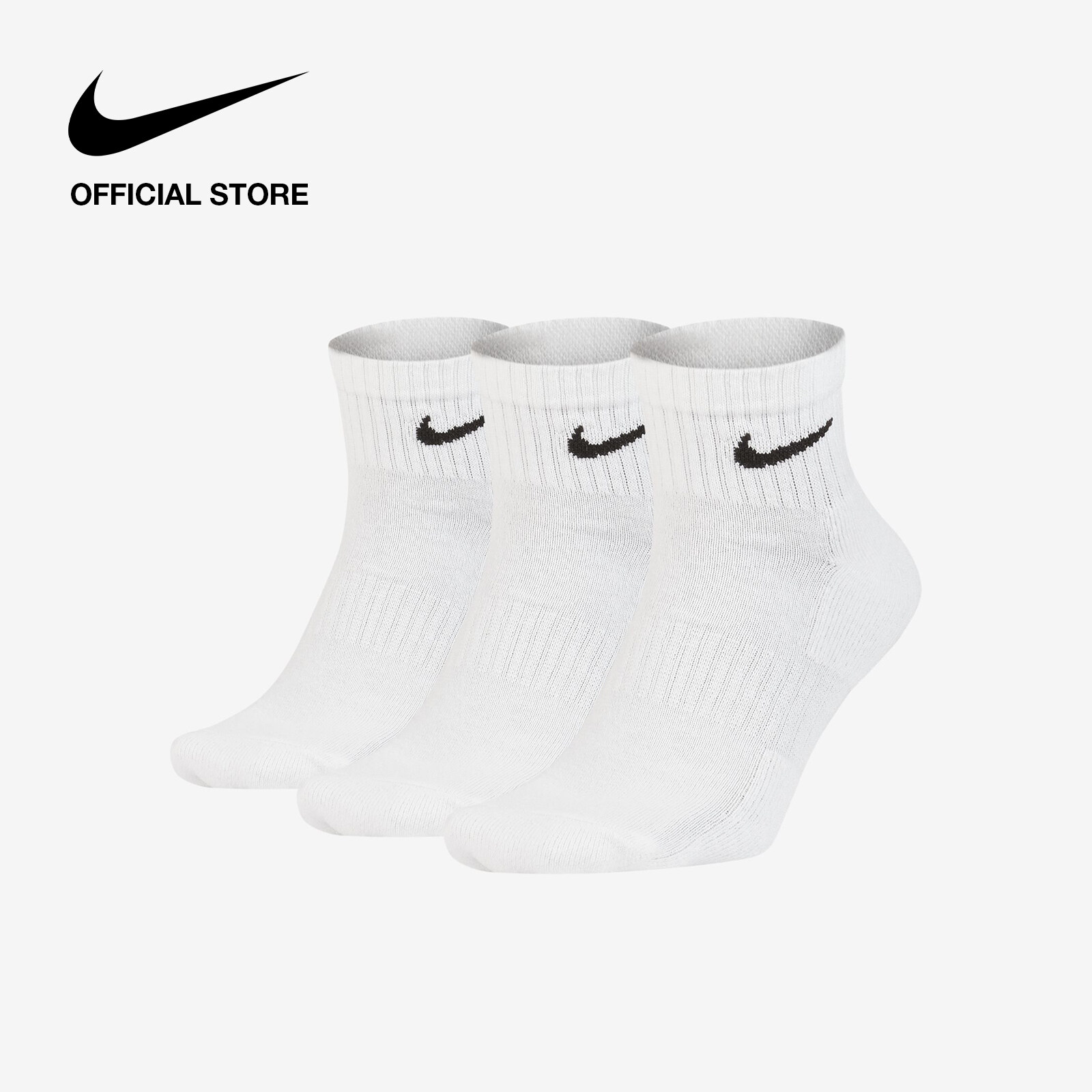 Nike Men's Everyday Cushioned Training Ankle Socks (3 Pairs) - White ไนกี้ ถุงเท้าเทรนนิ่งหุ้มข้อ (3 คู่)ผู้ชาย - สีขาว