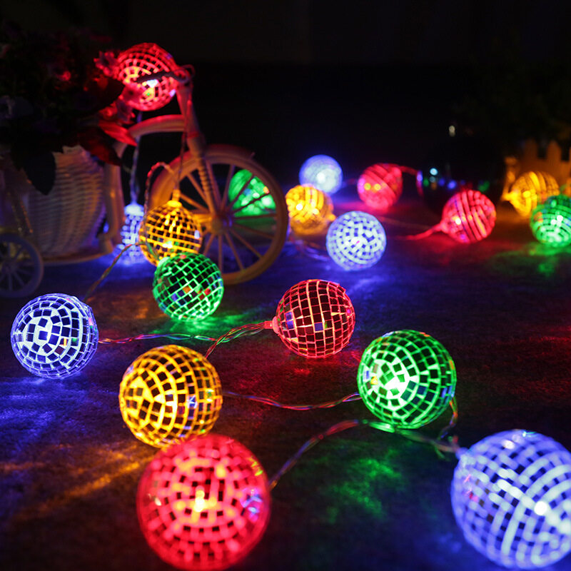 ไฟ LED ไฟตกแต่ง ไฟประดับเทศกาล ไฟคริสต์มาส ประหยัดพลังงาน ลูกบอลกระจก ไฟดิสโก้ ไฟ Christmas (ใช้ถ่าน AA)