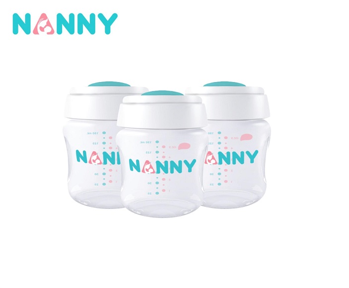 NANNY ขวดเก็บน้ำนม 5 oz แพ็ค 3 ชิ้น คอกว้าง สามารถใช้กับจุกนนมาตรฐานได้ทุกรุ่น ปราศจากสาร บีพีเอ (Milk Storage Bottle) 3pcs