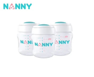 NANNY ขวดเก็บน้ำนม 5 oz แพ็ค 3 ชิ้น คอกว้าง สามารถใช้กับจุกนนมาตรฐานได้ทุกรุ่น ปราศจากสาร บีพีเอ (Milk Storage Bottle) 3pcs