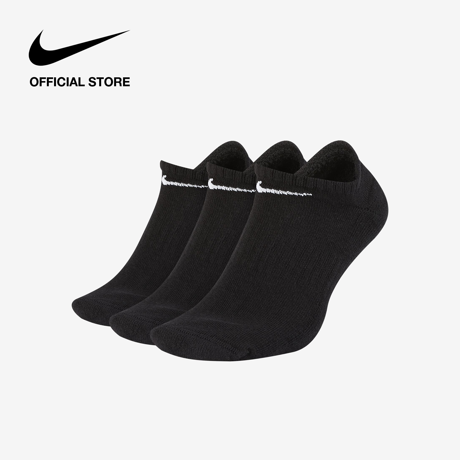 Nike Unisex Everyday Cushioned Training No-Show Socks (3 Pairs) - Black ไนกี้ ถุงเท้าเทรนนิ่งยูนิเซ็กส์แบบซ่อน เอเวอรี่เดย์ คูชั่น (3 คู่) - สีดำ