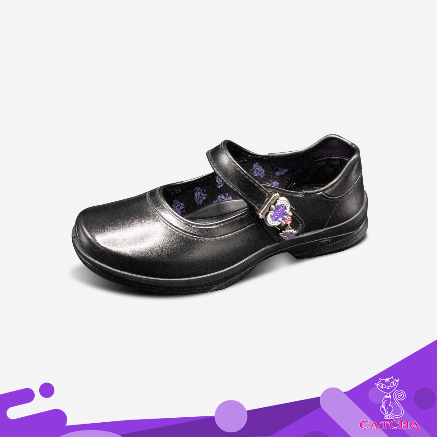 Catcha รองเท้าผู้หญิง รองเท้ามัธยม รองเท้านักเรียนหญิงแคทช่า รุ่นใหม่ล่าสุด  สีดำ Size 30 - 42 พื้นนุ่ม ใส่สบายเท้า