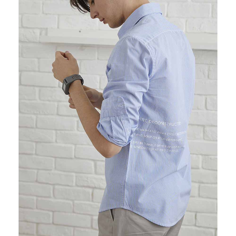 ESP เสื้อเชิ้ตลายทาง ผู้ชาย สีฟ้า | Striped Shirt