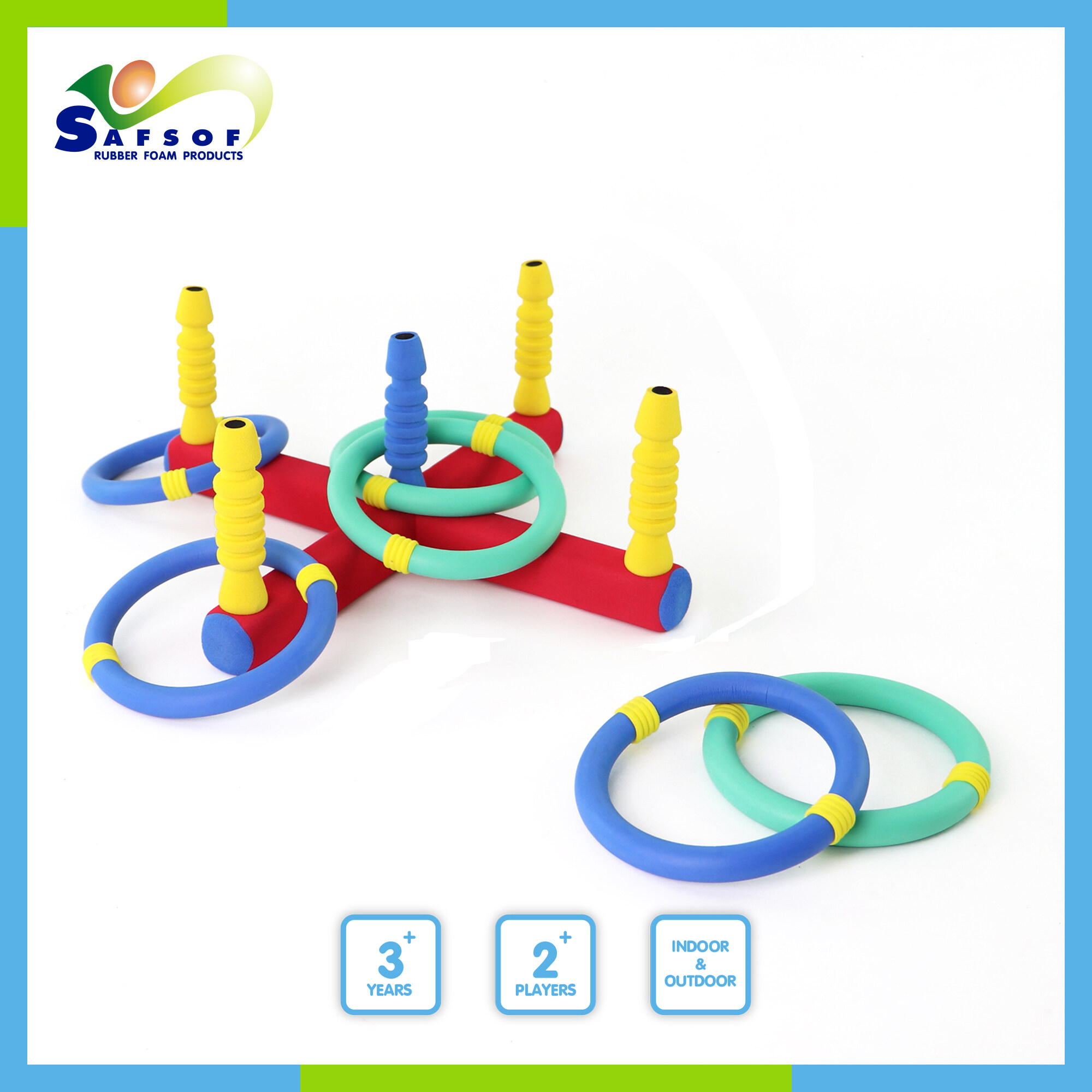 Safsof Multi Ring toss game toy เกมของเล่นโยนห่วง ห่วงโยนยาง ของเล่นเด็ก เสริมสร้างพัฒนาการ ชุดทอยห่วงนุ่มนิ่ม MR-02S(C) ของเล่นปลอดภัย มาตรฐานยุโรป