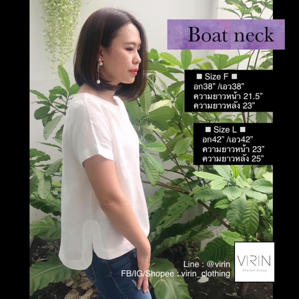 VIRIN clothing เสื้อผ้าแฟชั่น เสื้อลินิน รุ่น Boat Neck Linen อก 38-42 คอกลมปาด แขนสั้น สีพื้น+ผ้าลาย ผ้าลินิน แท้ 100% งานไทย Made in Thailand เก็บเงินปลายทาง