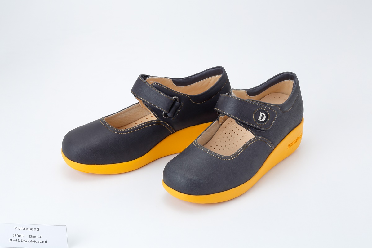 JS903-Dark Grey-Mustard Dortmuend ProSeries รองเท้าสุขภาพ รองเท้าหมอ รองเท้าพยาบาล รองเท้าครู รองเท้าเชฟ รองเท้าเดินนาน ยืนนาน