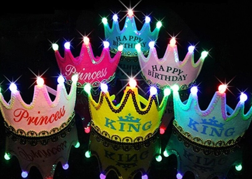 ที่คาดผมวันเกิด มีไฟ มงกุฎวันเกิด ที่คาดผมมงกุฎ LED Happy Birthday Headband Crown