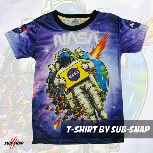 สินค้า SnapCat SK001 เสื้อยืดเด็กอายุ 4-10 ปี, ลาย NASA Graphic เสื้อแฟชั่นเด็ก