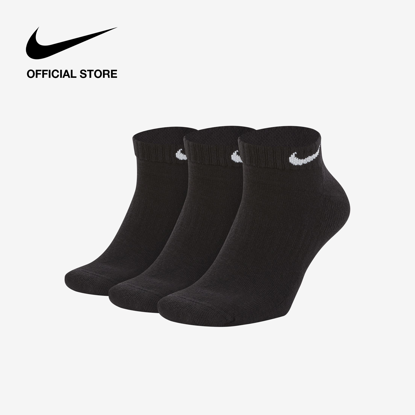 Nike Unisex Everyday Cushioned Training Low Socks (3 Pairs) - Black ไนกี้ ถุงเท้าเทรนนิ่งข้อสั้น ยูนิเซ็กส์ (3 คู่) - สีดำ