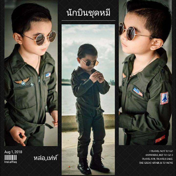 ุชุดอาชีพ ทหาร ชุดทหาร นักบิน นักบิน เด็ก เสื้อผ้าเด็ก ทหารอากาศ solder kid