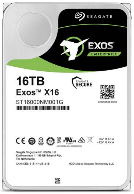 พร้อมจัดส่ง HDD 16TB Seagate Exos X16  7200RPM 512E/4KN 6Gb/s SATA 3.5inch 256MB Cache  ST16000NM001G