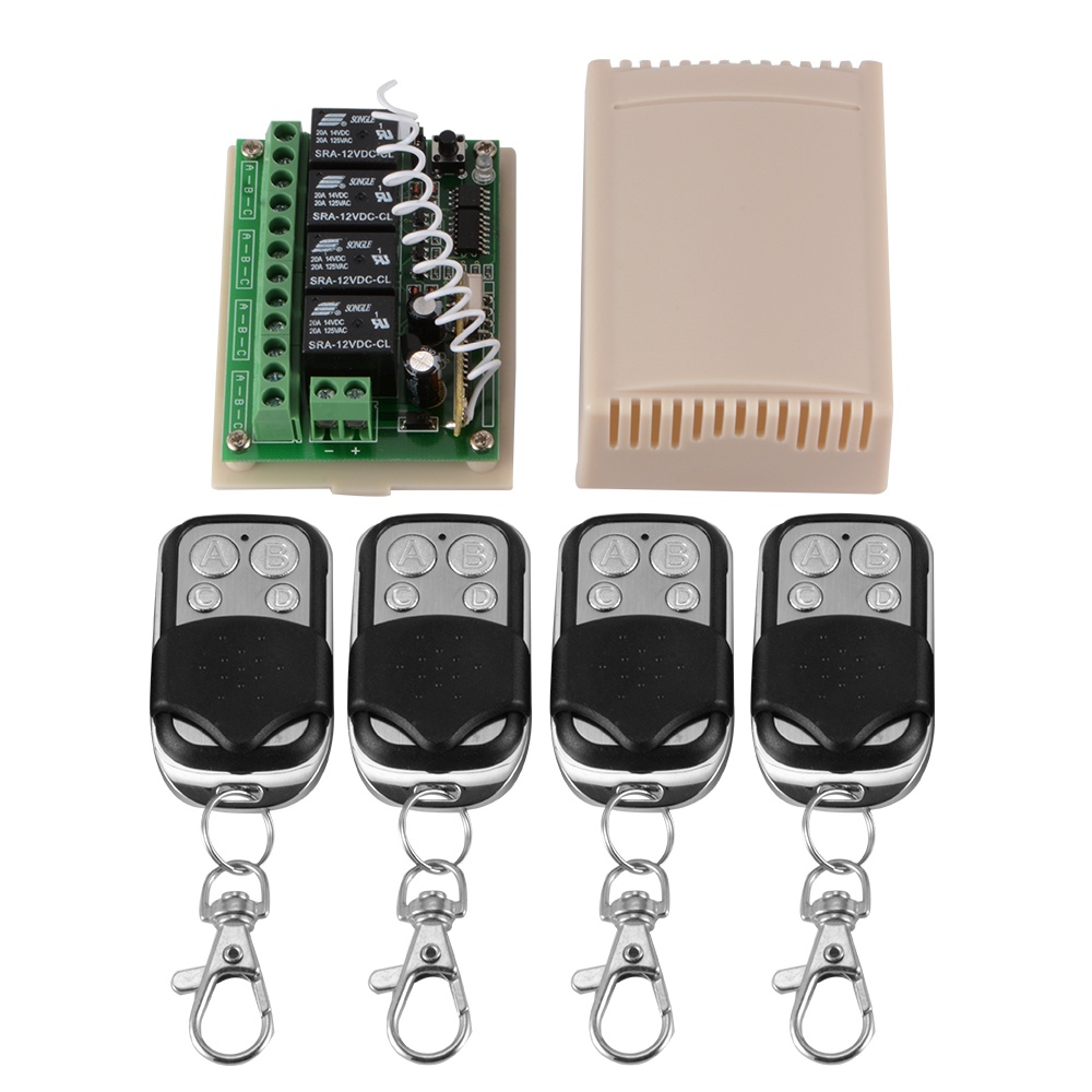 DC 12V 4CH Wireless Remote Control Relay Switch 4 Transceiver Receiver HS826
