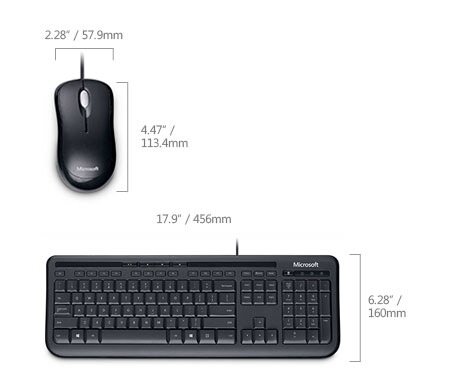 Microsoft Keyboard + Mouse HW Desktop 600 Wired Optical